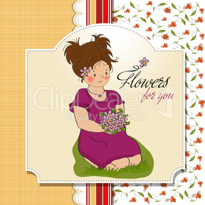 young girl with a bouquet of flowers