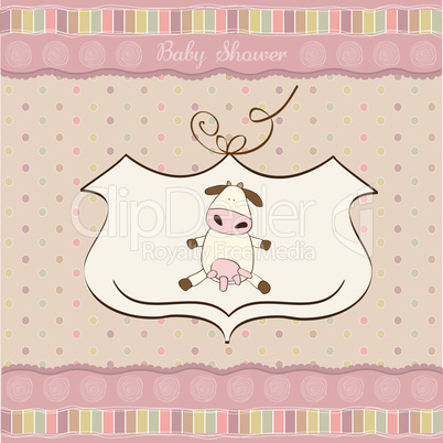 new baby girl announcement card with cow new baby girl announcement card with cow