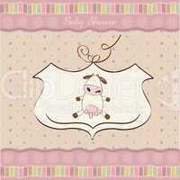 new baby girl announcement card with cow