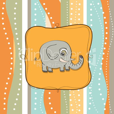 childish greeting card with elephant