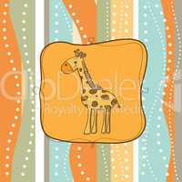 childish greeting card with giraffe