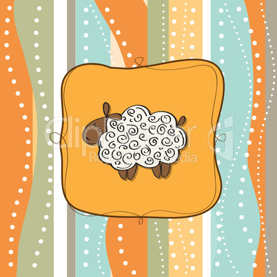 funny greeting card with cartoon sheep