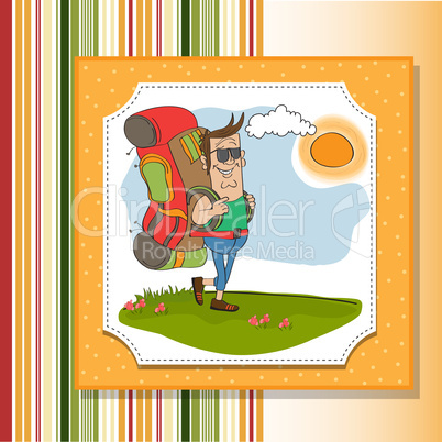 tourist man traveling with backpack
