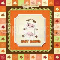 new baby girl announcement card with cow