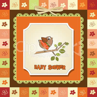 welcome baby card with funny little bird