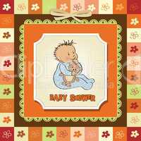 baby announcement card with little boy