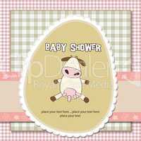 new baby girl announcement card with cow