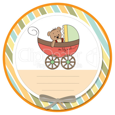 funny teddy bear in stroller