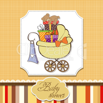 baby shower card with gift boxes