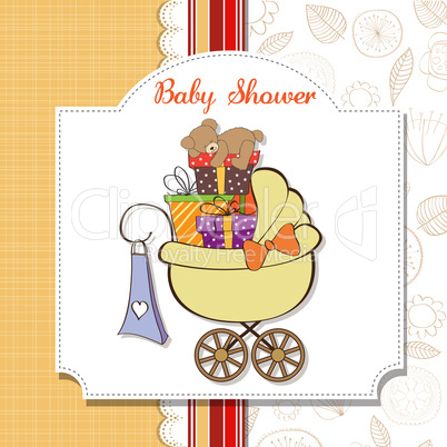 baby shower card with gift boxes