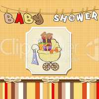 baby shower card with gift boxes