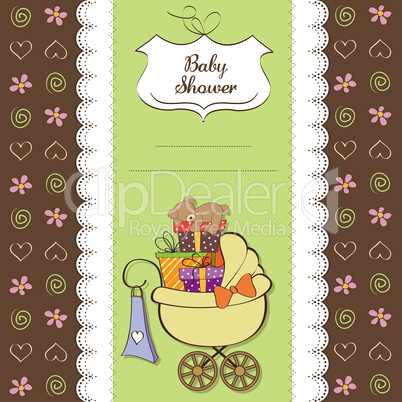 baby shower card with gift boxes