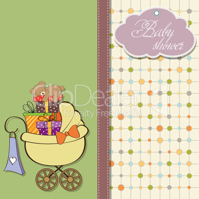 baby shower card with gift boxes