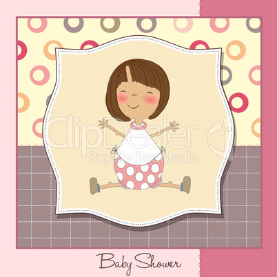 new baby girl announcement card with little girl