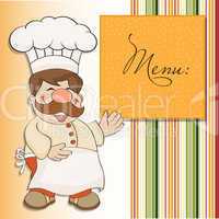 Background with Smiling Chef and Menu