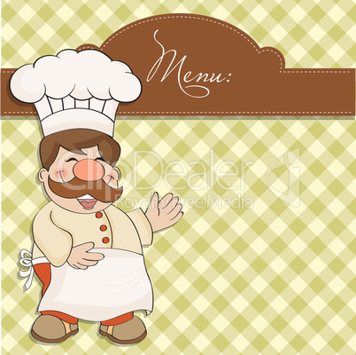 Background with Smiling Chef and Menu