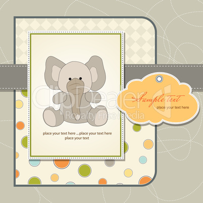 welcome baby card with elephant