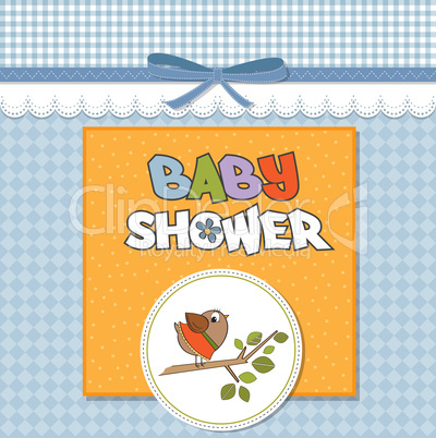 welcome baby card with funny little bird