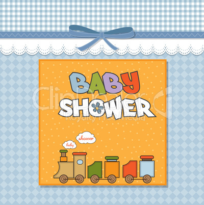 baby  shower card with toy train