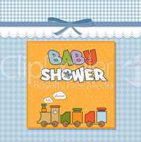 baby  shower card with toy train