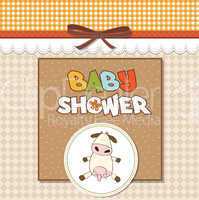 new baby girl announcement card with cow