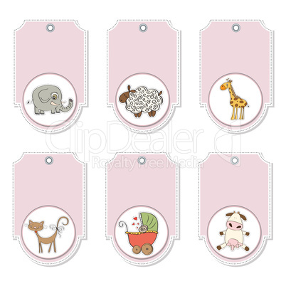 cartoon animals labels set