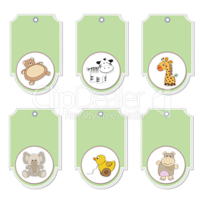 cartoon animals labels set