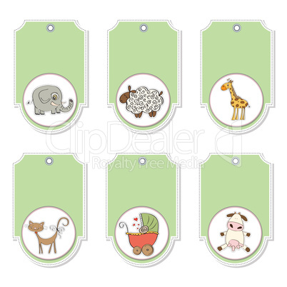 cartoon animals labels set