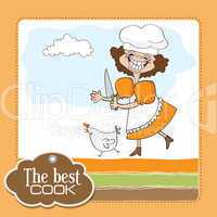 the best cook certificate with funny cook who runs a chicken