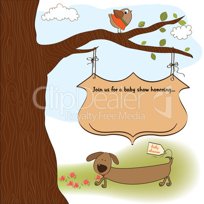 funny shower card with long dog