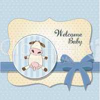 welcome baby card with cow