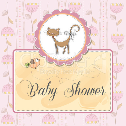 new baby shower card with cat