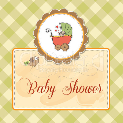 delicate baby shower card with pram