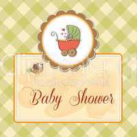 delicate baby shower card with pram
