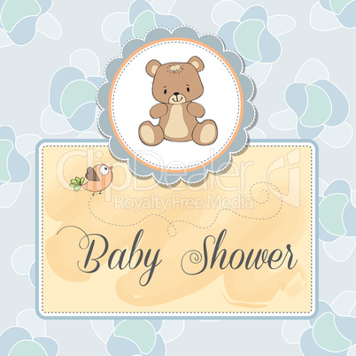 baby shower card with teddy