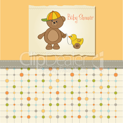 cute greeting card with boy teddy bear