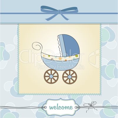 baby boy shower card with stroller