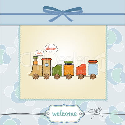 baby  shower card with toy train