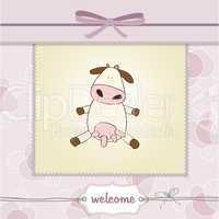 new baby girl announcement card with cow