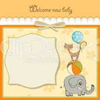 baby shower card with pyramid of animals