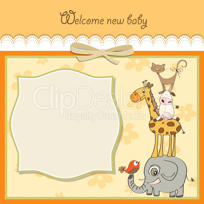 baby shower card with pyramid of animals