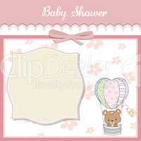 delicate baby shower card with teddy bear