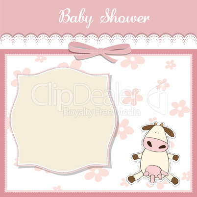 new baby girl announcement card with cow