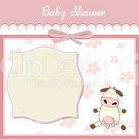 new baby girl announcement card with cow