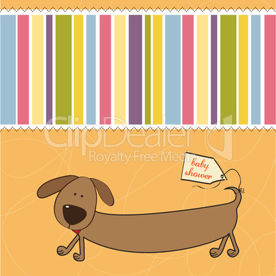 funny shower card with long dog