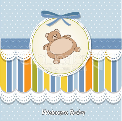 baby shower card with teddy bear toy