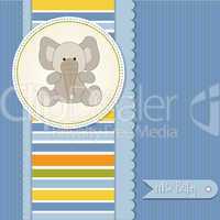 baby boy announcement card with elephant