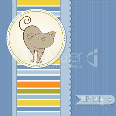 baby boy announcement card with cat