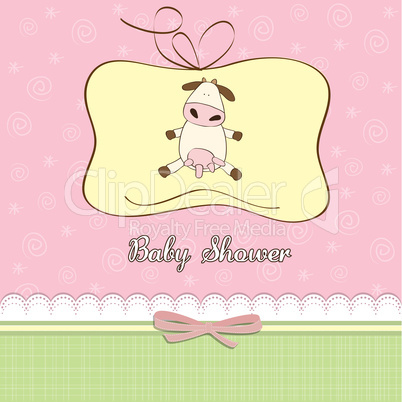 new baby girl announcement card with cow