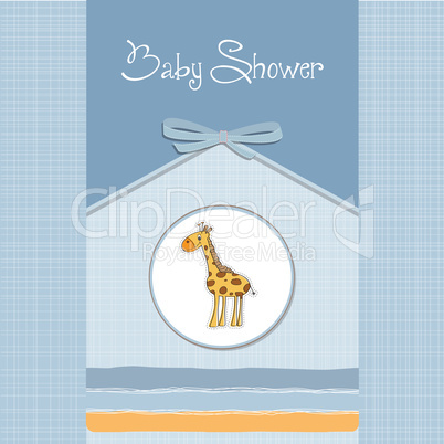 new baby announcement card with giraffe